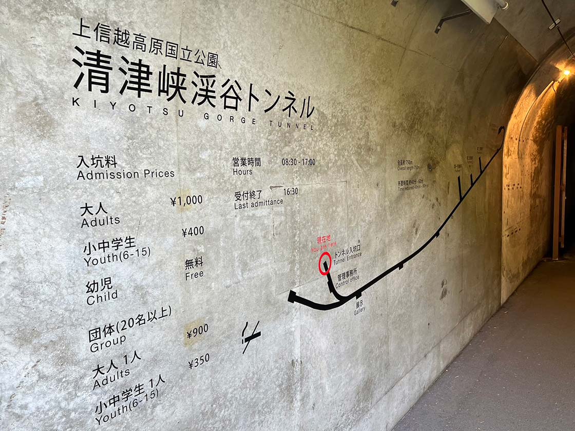 『清津峡』清津峡渓谷トンネル　入坑料