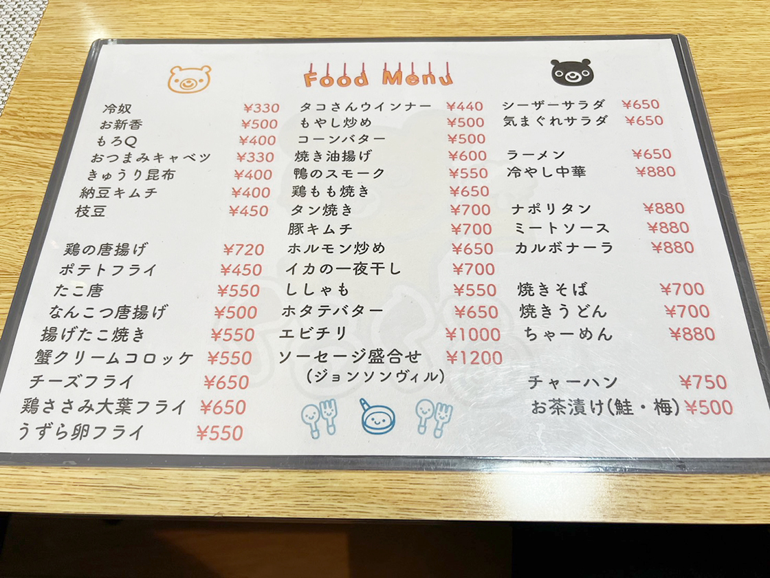 炒飯専門店くるくる_メニュー