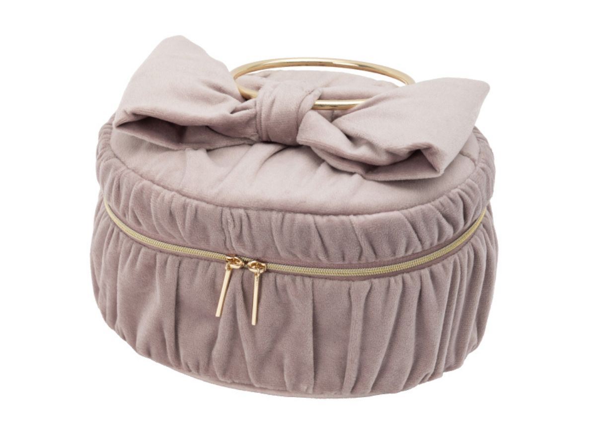 Francfrancのベロアリボン バニティポーチ S ピンク