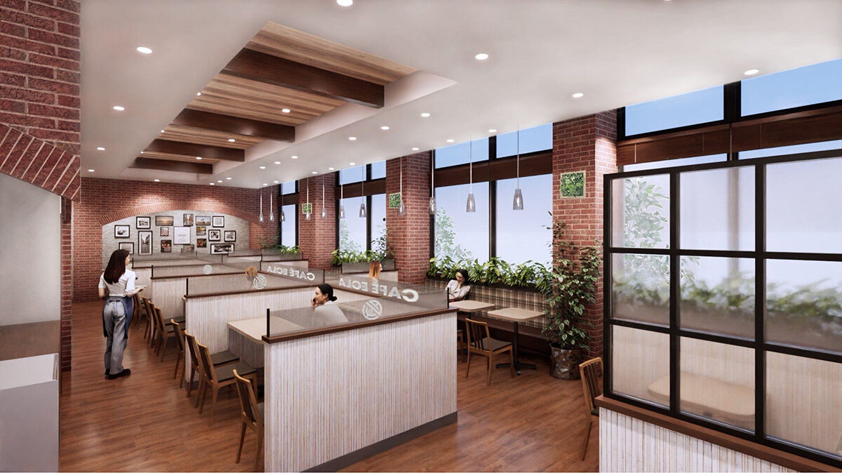 カフェエクラ長岡古正寺店の店内パース