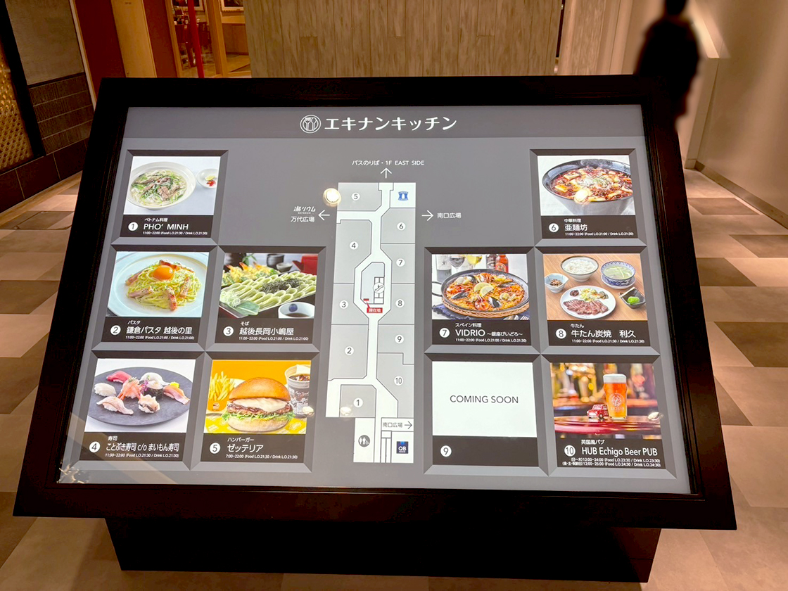 炭火焼和めし処 しんぱち食堂のフロアの案内板