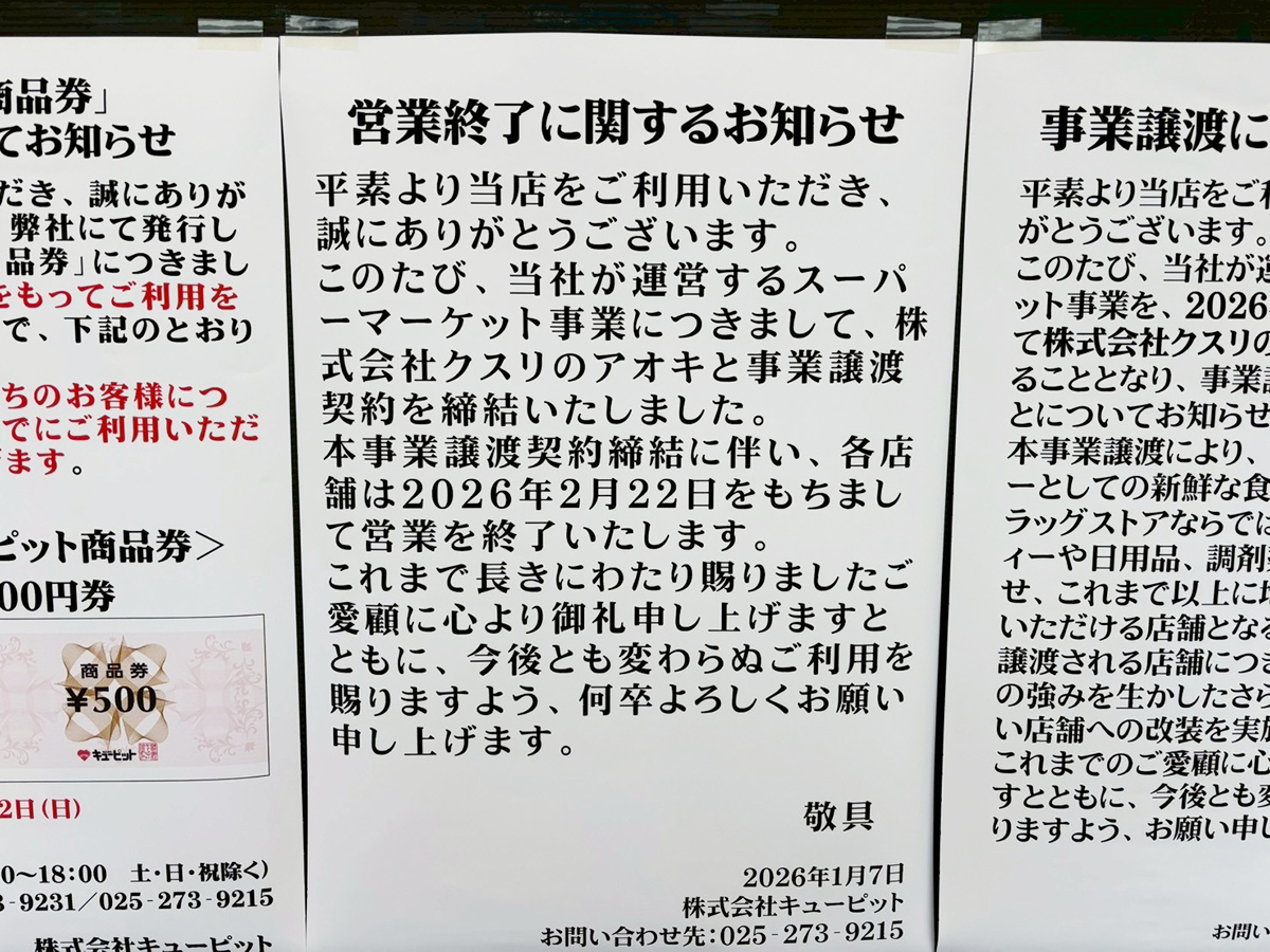 キューピットのお知らせ