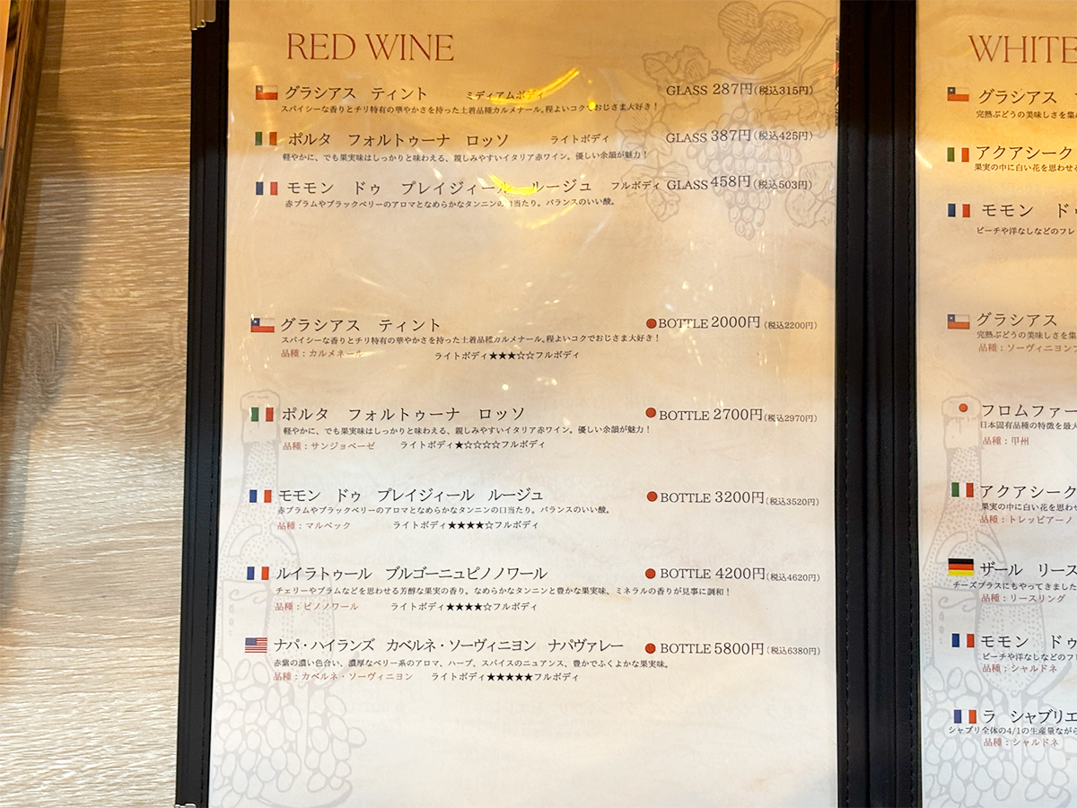 原価ビストロチーズプラス新潟　メニュー