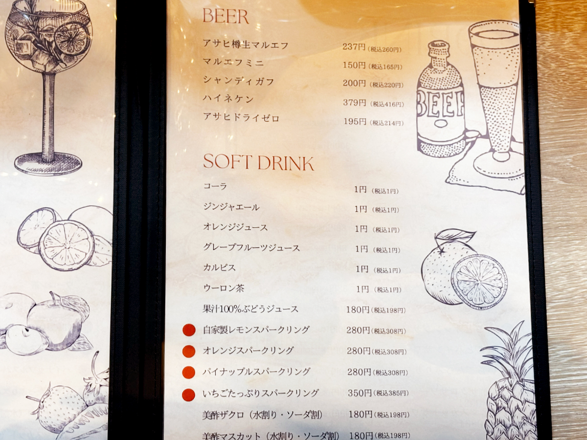 原価ビストロチーズプラス新潟　メニュー