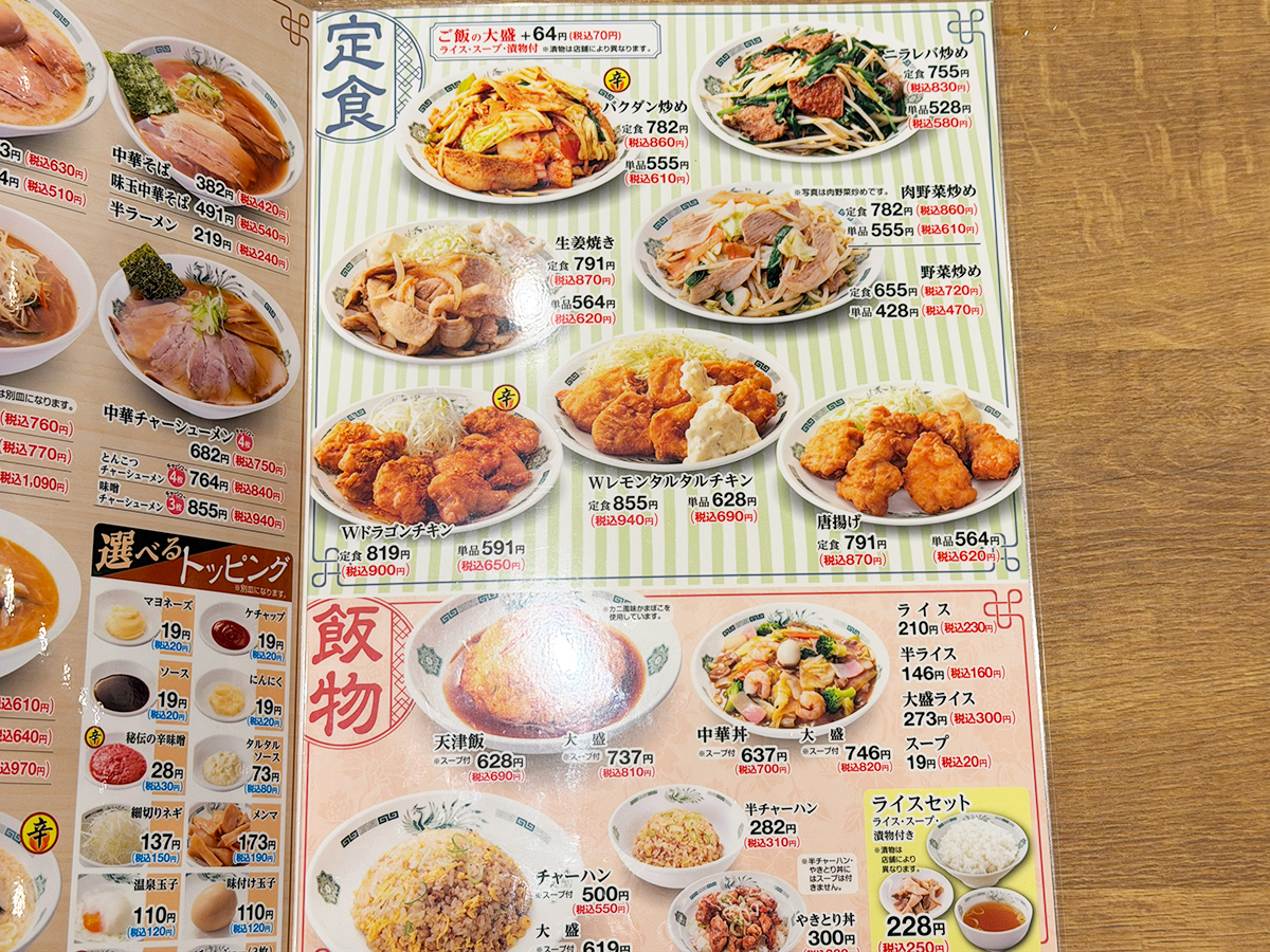 熱烈中華食堂日高屋 新潟駅前店　メニュー