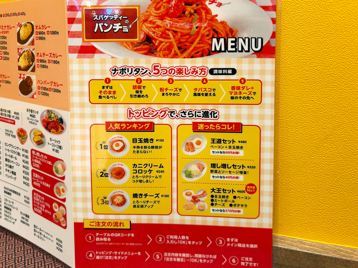 スパゲッティのパンチョ 新潟赤道店のメニュー