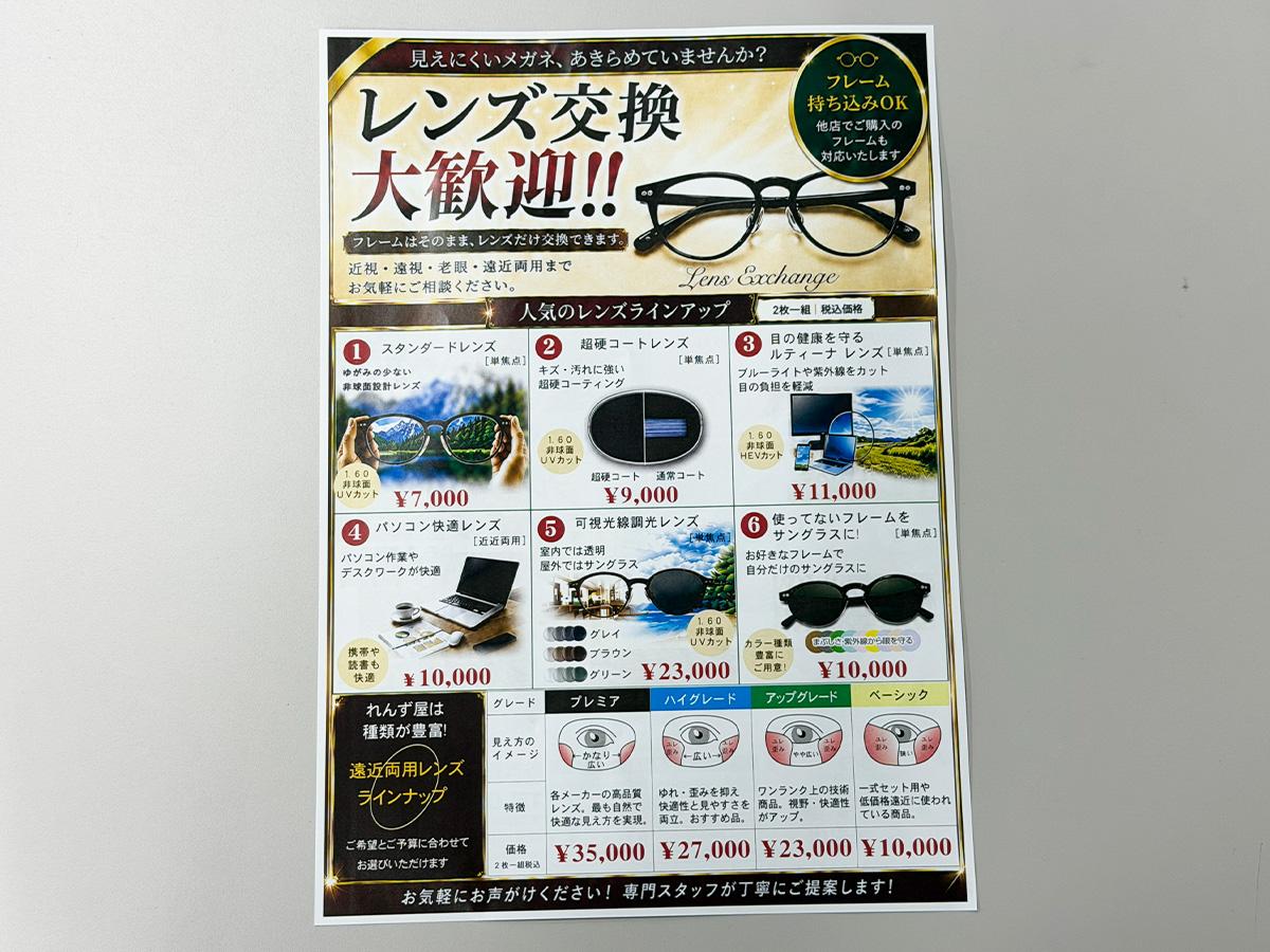 れんず屋匠 新潟店のサービスの紹介