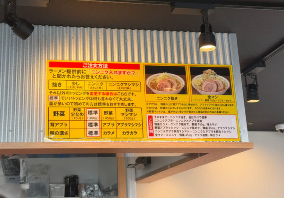 ラーメン豚山の注文方法